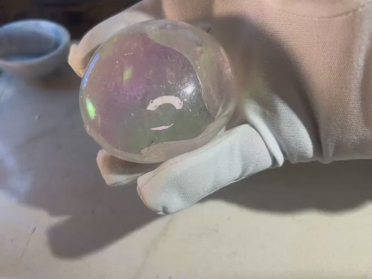 Huge Angel Aura Quartz Palm Stone: Polished Crystal for Anxiety Relief