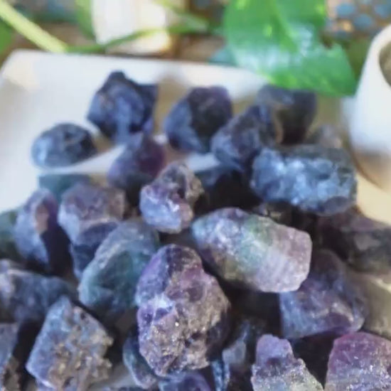 Dark Purple Raw Fluorite Crystals Natural Crystal Worry Stone Home Decor Anxiety Pocket Distraction Meditation Gift Birthday Christmas