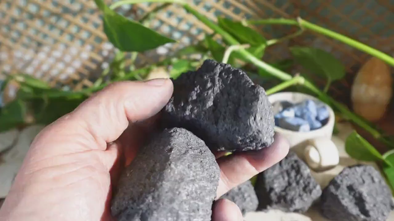Raw Shungite Crystals: Untreated Carbon Stone, EMF Protection, Home Decor