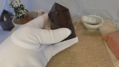 Smoky Quartz Crystal Point Tower: Nepalese Meditation Wand