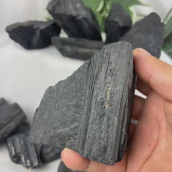 Raw Afghan Black Tourmaline Natural Crystal Raw Worry Stone Home Decor Anxiety Pocket Distraction Meditation Gift Birthday Christmas