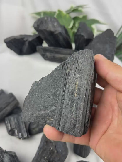 Raw Afghan Black Tourmaline Natural Crystal Raw Worry Stone Home Decor Anxiety Pocket Distraction Meditation Gift Birthday Christmas