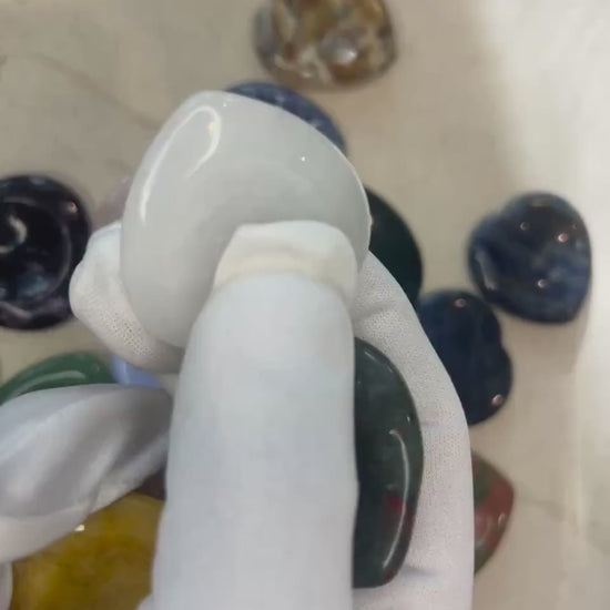 Carved Heart Palm Stone Worry Stone: Polished Crystal Thumb Fidget
