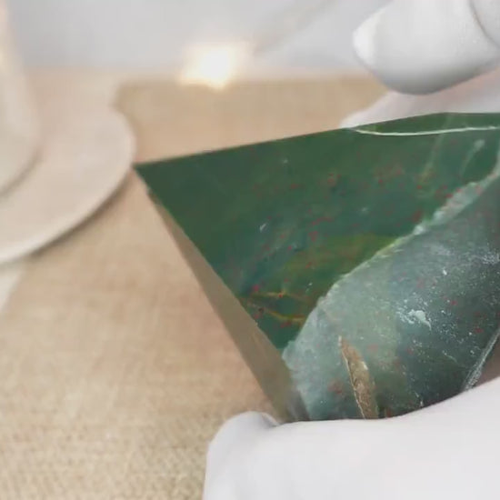 Sea Jasper Crystal Point: Polished Green & Red Ocean Jasper Decor