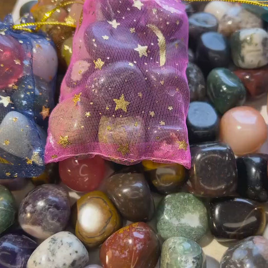 Crystal Confetti: Tumbled Gemstone Mix - Anxiety Relief, Home Decor Home Decor Worry Pocket Stress Anxiety Palm Stone