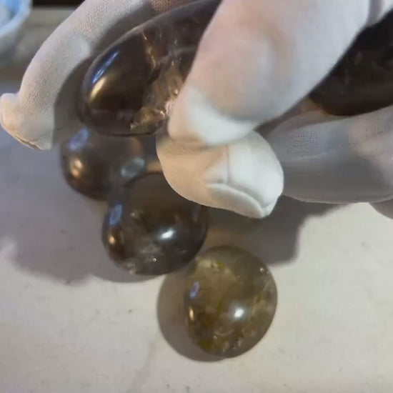 Madagascan Smoky Quartz Palm Stone: Polished Crystal Worry Stone Home Decor Worry Pocket Stress Anxiety Palm Stone