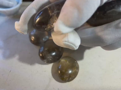 Madagascan Smoky Quartz Palm Stone: Polished Crystal Worry Stone Home Decor Worry Pocket Stress Anxiety Palm Stone