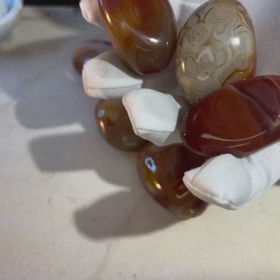 Polished Sardonyx Palm Stone: Natural Worry Stone