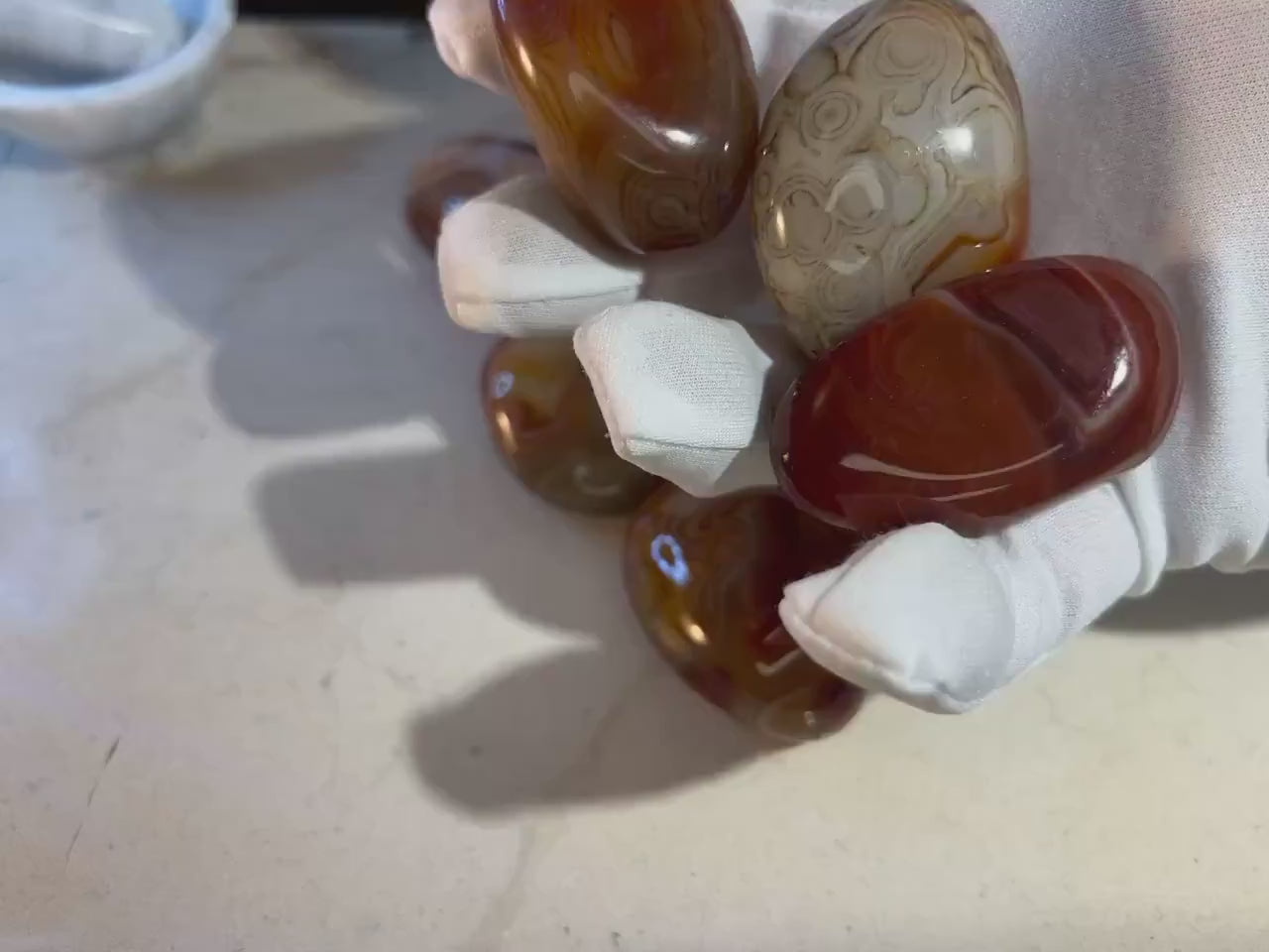 Polished Sardonyx Palm Stone: Natural Worry Stone