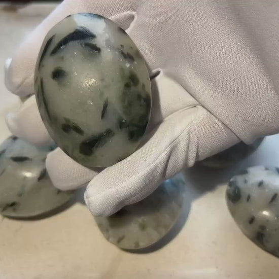 Green Tourmaline Palm Stone: Polished Crystal for Anxiety Relief
