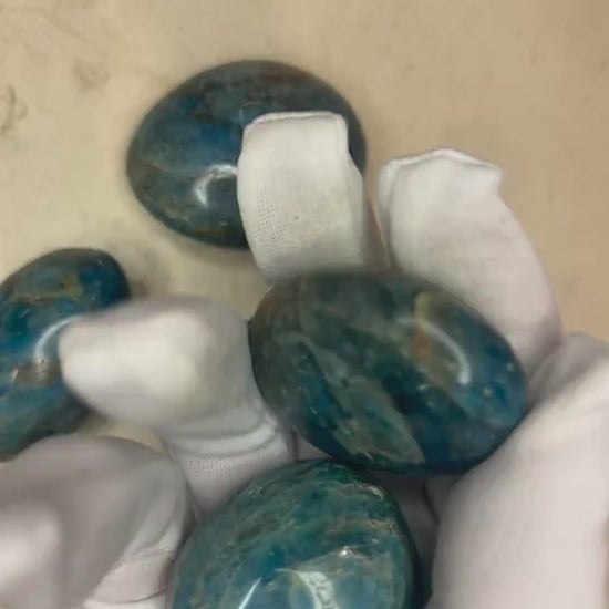 Indian Blue Apatite Palm Natural Crystal Polished Worry Stone Home Decor Anxiety Pocket Distraction Meditation Gift Birthday Christmas