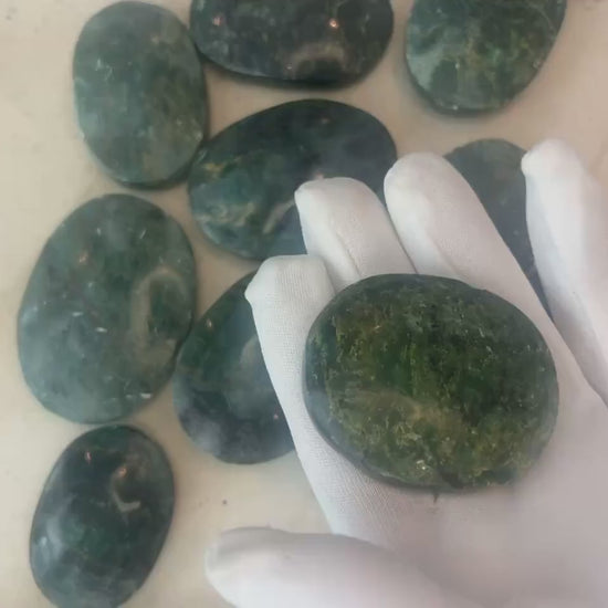 African Verdite Palm Stone: Carved Crystal for Stress Relief
