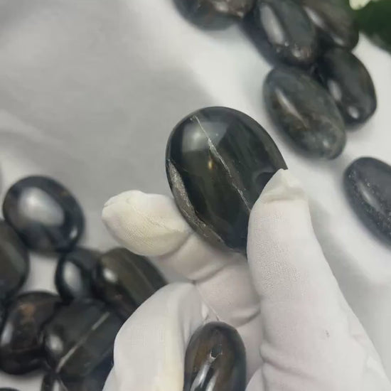 Blue Tiger's Eye Palm Stone: Polished Worry Stone, Home Decor Home Decor Worry Pocket Stress Anxiety Palm Stone