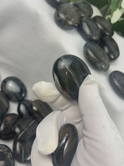 Blue Tiger's Eye Palm Stone: Polished Worry Stone, Home Decor Home Decor Worry Pocket Stress Anxiety Palm Stone