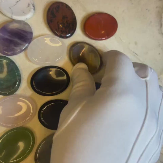Polished Gemstone Worry Stone: Chakra Palm Stone for Stress Relief