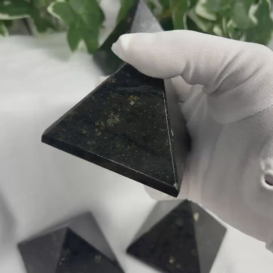 Nuummite Coppernite Pyramid: Polished Crystal Meditation Stone