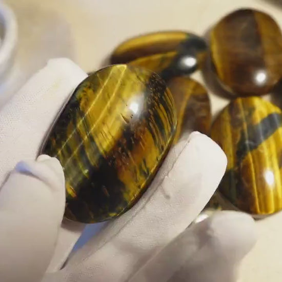 Blue Tiger Eye Palm Stone: Polished Worry Stone, Anxiety Relief