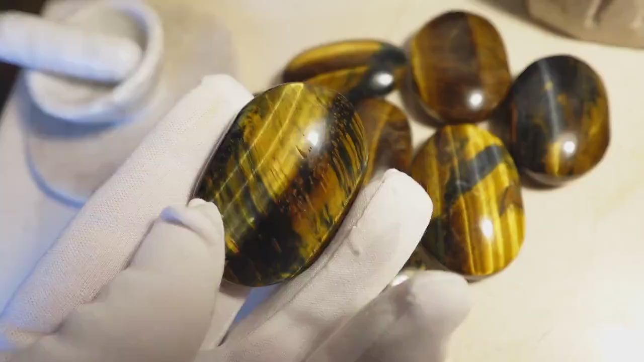Blue Tiger Eye Palm Stone: Polished Worry Stone, Anxiety Relief