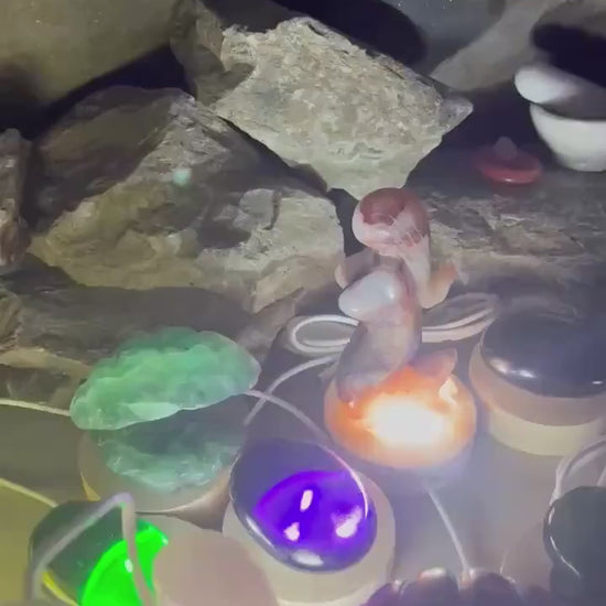 Smelting Quartz with LED Nightlight Quartz Palm Stone Smelting Rose Natural Polished Home Decor Anxiety Worry Calm Meditation Christmas Gif