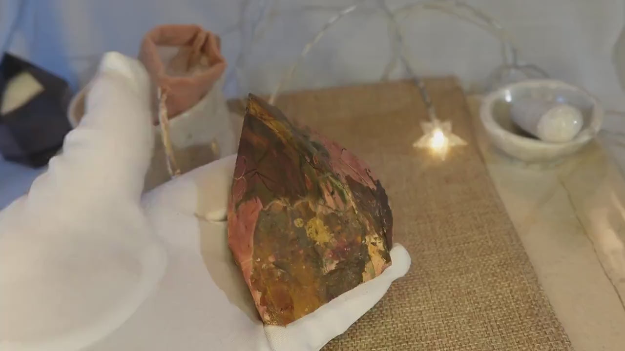 Cherry Creek Jasper Crystal Point: Raw Carved Stone, Meditation Decor