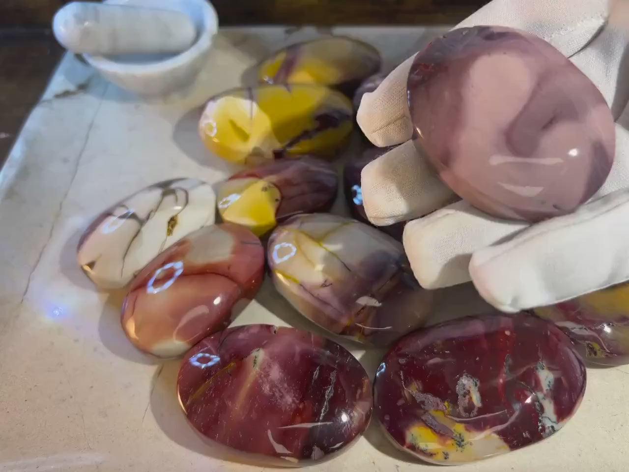 Mookaite Jasper Palm Stone: Polished Worry Stone, Chakra Healing Home Decor Worry Pocket Stress Anxiety Palm Stone