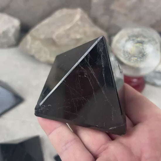 Namibia Black Tourmaline Pyramid: Polished Crystal for Meditation & Protection
