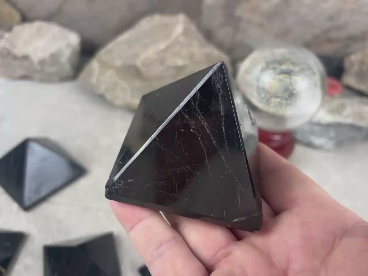 Namibia Black Tourmaline Pyramid: Polished Crystal for Meditation & Protection