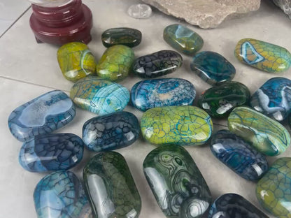 Blue Dragon Veined Agate Stone Polished Worry Stone Home Decor Home Decor Anxiety Pocket Home Decor Worry Pocket Stress Anxiety Palm Stone