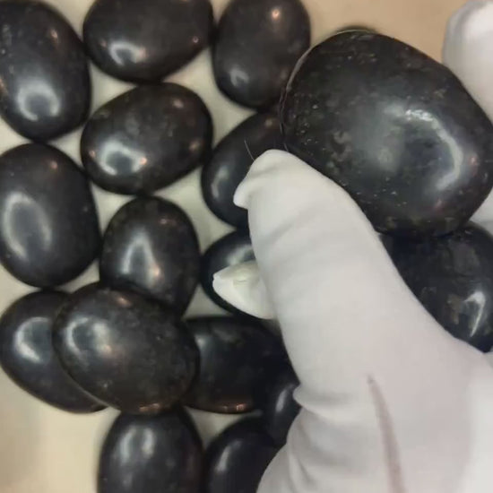 Nuummite Coppernite Palm Stone: Untreated Crystal for Anxiety & Home Decor