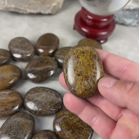 Polished Magnesium Bronzite Palm Stone Anxiety Worry Meditation Decor Home Christmas Birthday