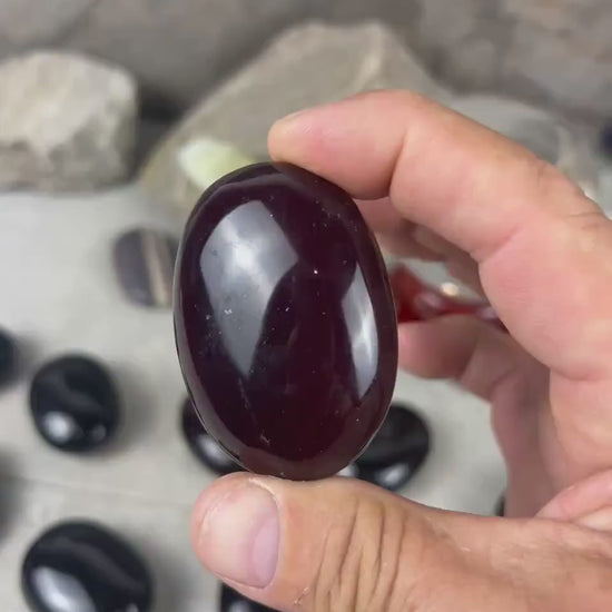 Resonance Blood Quartz Carved Crystal Sculpture: Anxiety Relief, Meditation Stone Home Decor Worry Pocket Stress Anxiety Palm Stone
