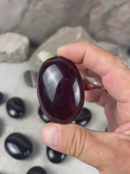 Resonance Blood Quartz Carved Crystal Sculpture: Anxiety Relief, Meditation Stone Home Decor Worry Pocket Stress Anxiety Palm Stone
