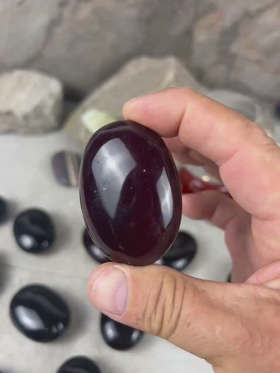 Resonance Blood Quartz Carved Crystal Sculpture: Anxiety Relief, Meditation Stone Home Decor Worry Pocket Stress Anxiety Palm Stone