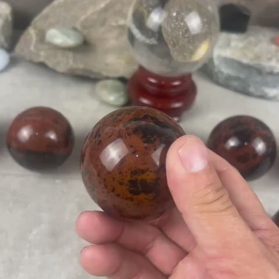 Oregon Mahogany Obsidian Sphere: Reflective Stone Decor, Focus Aid
