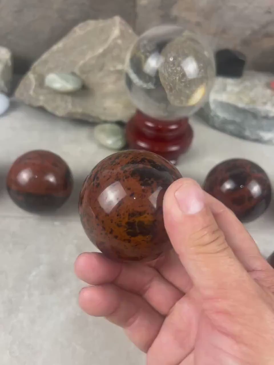 Oregon Mahogany Obsidian Sphere: Reflective Stone Decor, Focus Aid