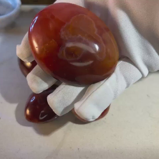 Carnelian Palm Stone: Polished Agate Worry Stone, Meditation Crystal