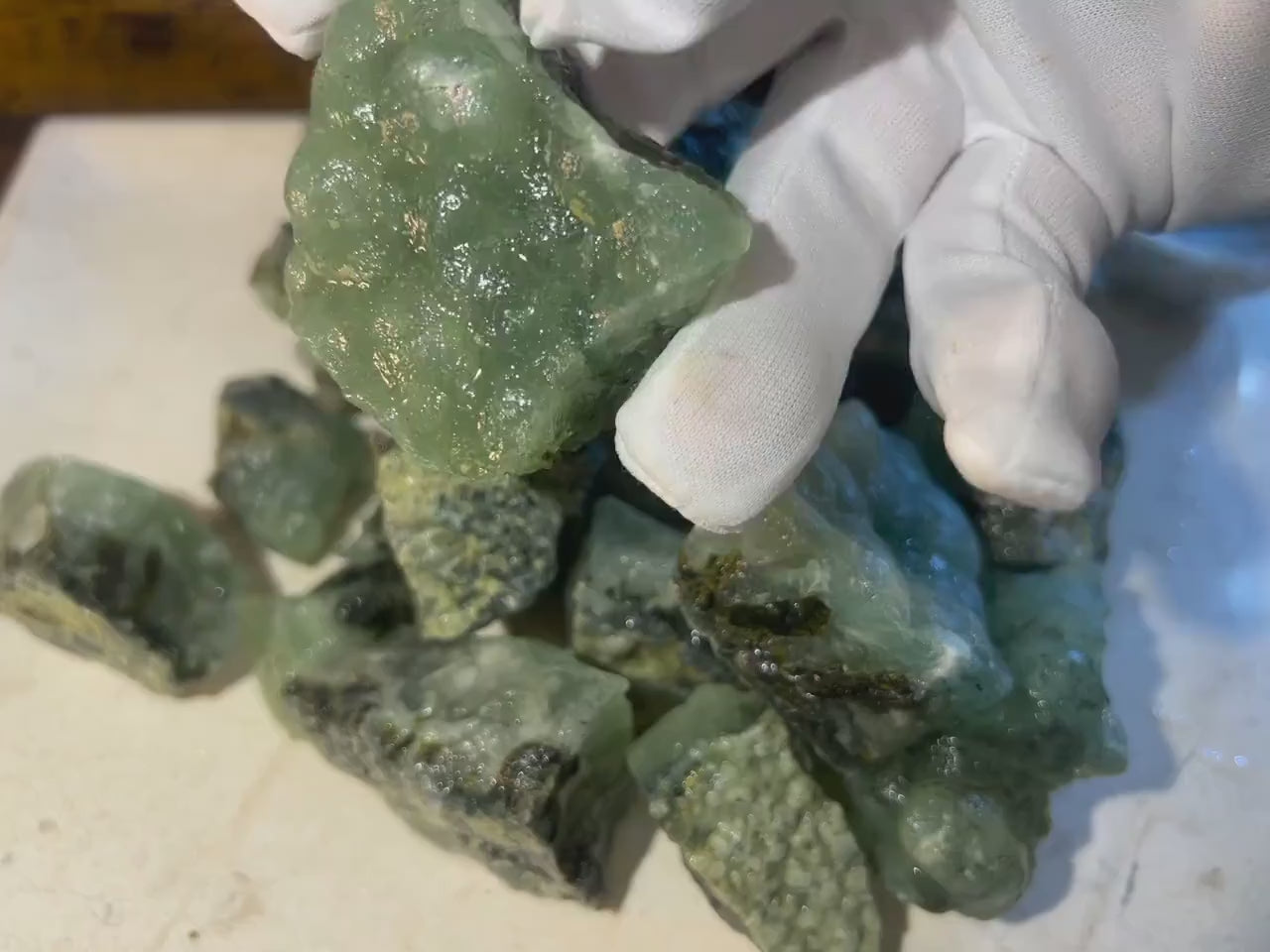 Raw Prehnite Crystal Stone: Anxiety & Stress Relief, Home Decor
