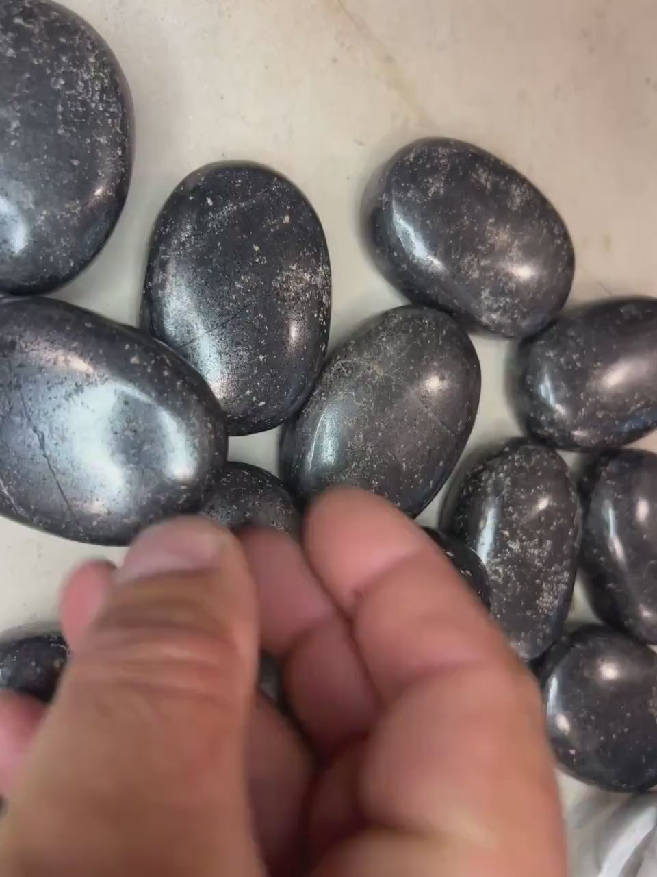 Polished Magnetite Palm Stone: Anxiety Worry Meditation Decor