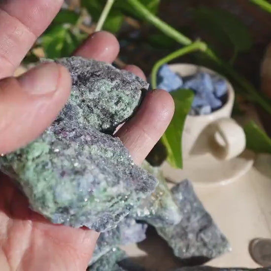 Raw Ruby in Fuchsite Specimen: Untreated Crystal for Home Decor