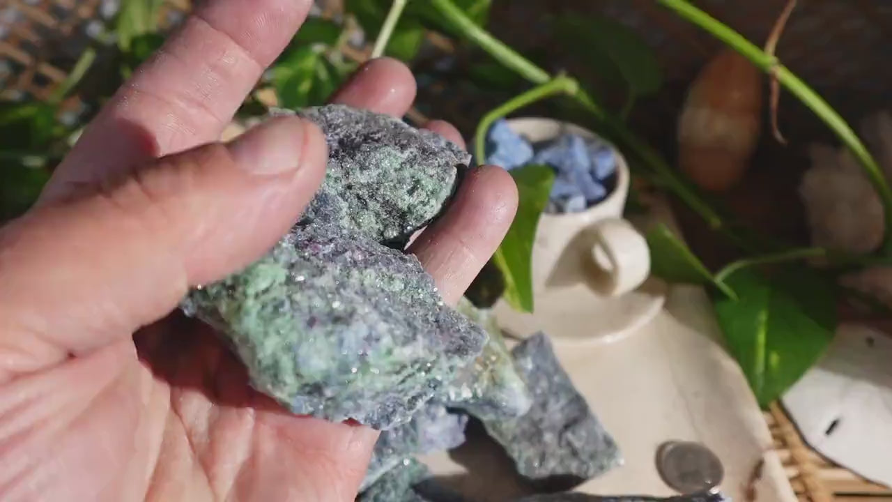 Raw Ruby in Fuchsite Specimen: Untreated Crystal for Home Decor
