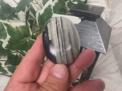 English Banded Agate Palm Stone: Carved Crystal Worry Stone Home Decor Worry Pocket Stress Anxiety Palm Stone