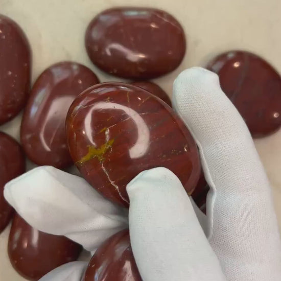 Red Jasper Palm Stone: Polished Carved Crystal, Home Decor