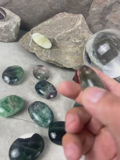 Rainbow Fluorite Palm Stone: Polished Crystal for Anxiety Relief Home Decor Worry Pocket Stress Anxiety Palm Stone
