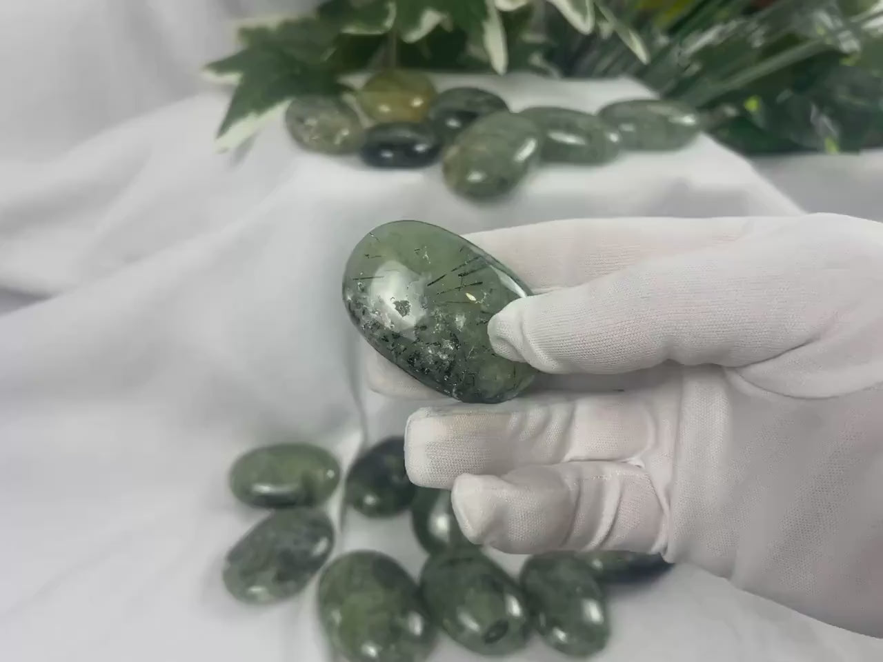 Himalayan Epidote Prehnite Palm Stone: Anxiety Relief, Meditation Crystal