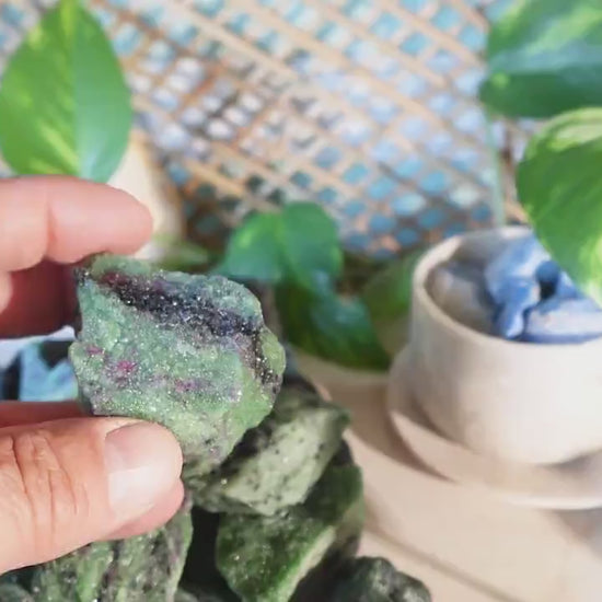 Raw Ruby Zoisite Stones: Untreated Minerals for Arts & Decor