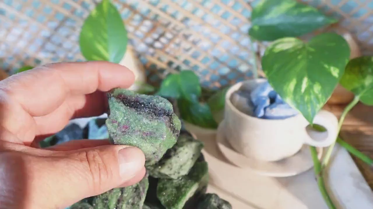 Raw Ruby Zoisite Stones: Untreated Minerals for Arts & Decor