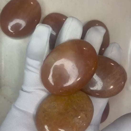 Red Aventurine Palm Stone: Polished Crystal for Anxiety & Meditation Home Decor Worry Pocket Stress Anxiety Palm Stone