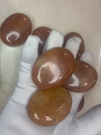 Red Aventurine Palm Stone: Polished Crystal for Anxiety & Meditation Home Decor Worry Pocket Stress Anxiety Palm Stone