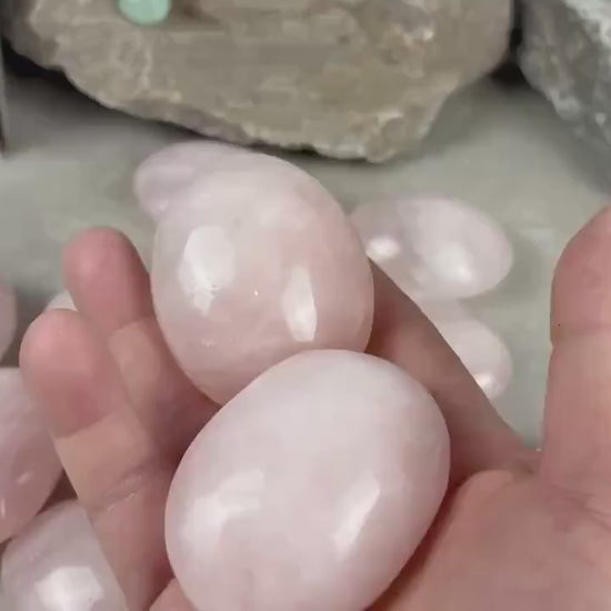 Small Batch Odisha India Rose Quartz Palm Stones Polished Natural Crystal Polished Worry Home Decor Anxiety Pocket Distraction Birthday Gift
