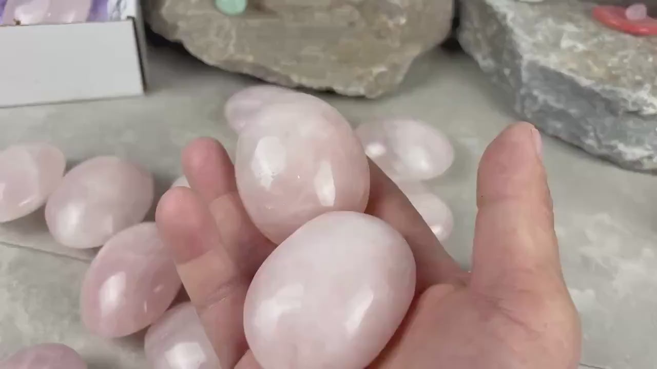 Small Batch Odisha India Rose Quartz Palm Stones Polished Natural Crystal Polished Worry Home Decor Anxiety Pocket Distraction Birthday Gift